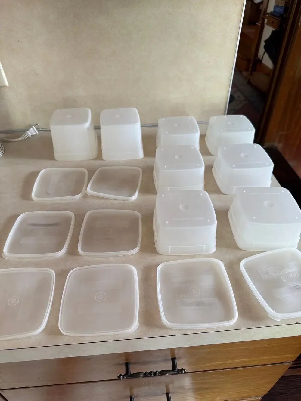 Vintage 1981 Mobil Oil Chemical Co. Plastic Freezer Containers Lids Sheer White